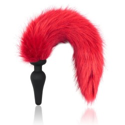 silicone anal plug with red fox tail