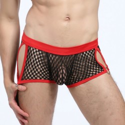 men hollowed out fish net hipster underwear